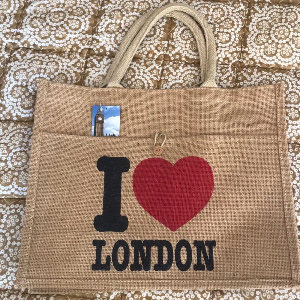 I ❤️ London Reusable Burlap Bag